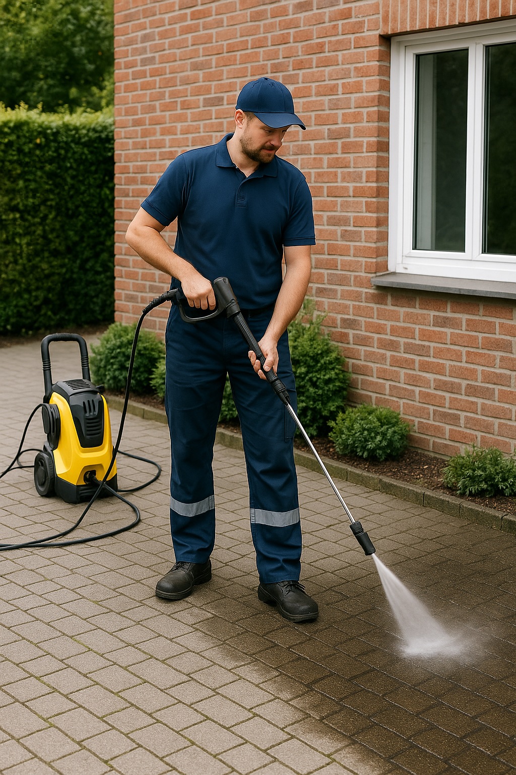 Reinigung von Außenflächen mit Hochdruck